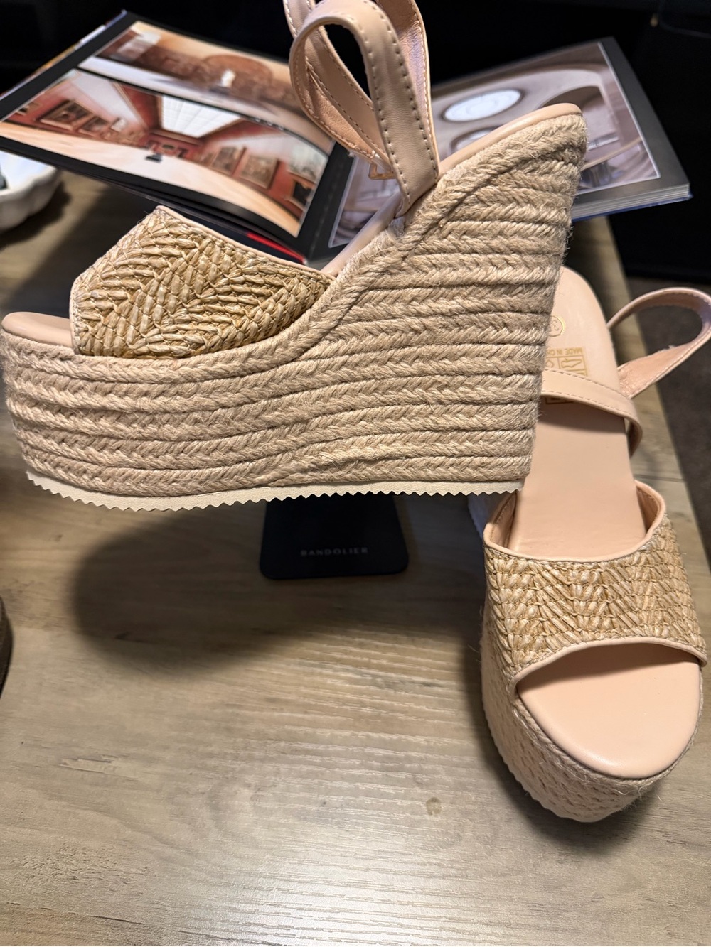 Braided Espadrille Wedge Sandals in Nude